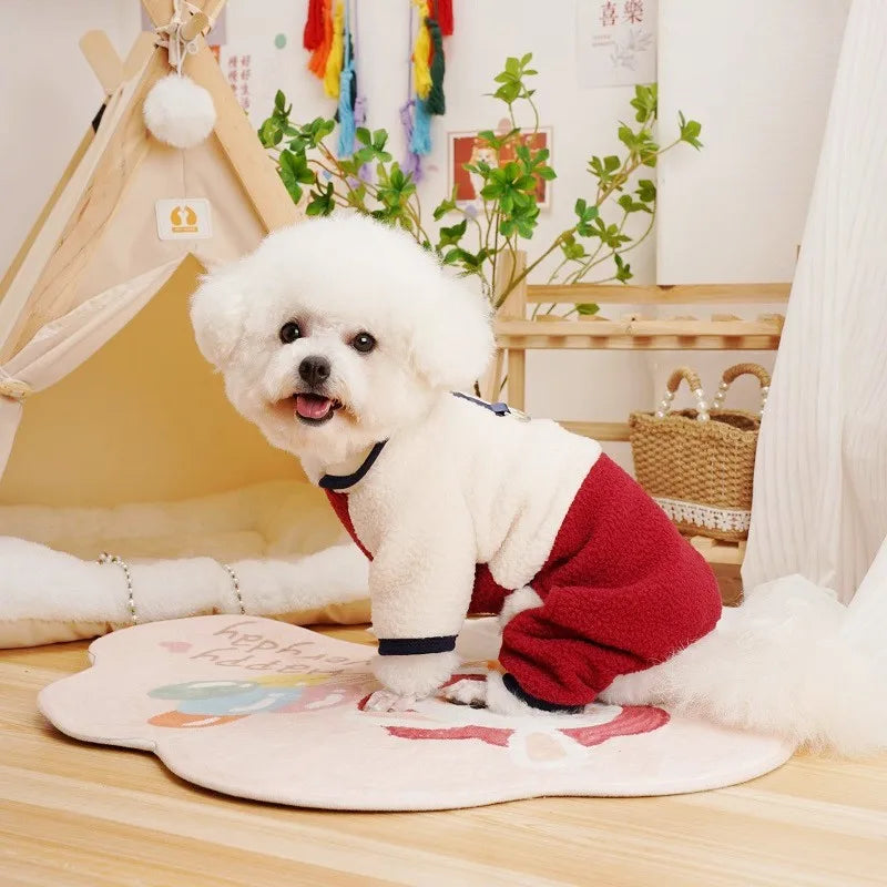 Dog Coat with Harness Winter Dog Clothes Chihuahua French Bulldog Clothing Thin Jacket Fleece Jumpsuit Dog Costumes Puppy Coat