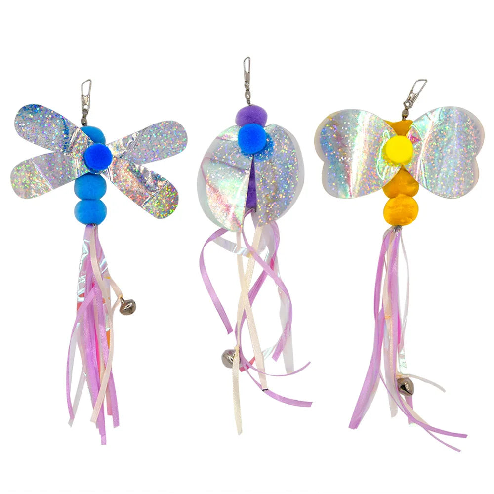 Interactive Cat Toy Handfree Cat Stick Playing Kitten Playing Teaser Wand Toy Suction Cup Bird/Feather Cat Wand Toys Set