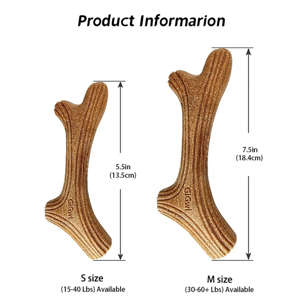 Gigwi Dog Chew Toys Real Wooden Deer Antlers for Aggressive Chewers Large Dog Chewing Indestructible Tough Durable Pet Toys Gift