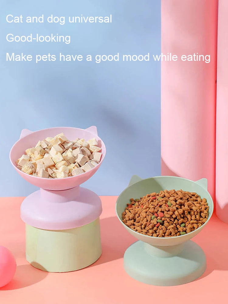 Cat pet feeding and drinking bowl, dog bowl, cat bowl, high footed slanted mouth bowl, pet supplies