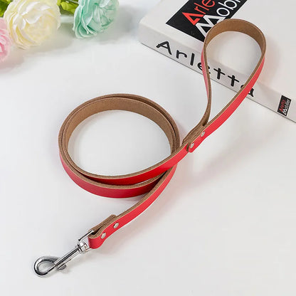 Adjustable Dog Collars Genuine Leather Pet Dog Collar Leash Lead For Small Medium Large Dogs Bulldog Pugs Beagle Dogs Supplies