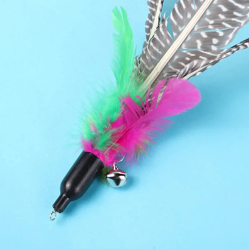 Pet Cat Toy Large Pearl Feather Bell Fishing Rod Replacement Head Funny Cat Stick Interactive Toy Cat Toys Interactive