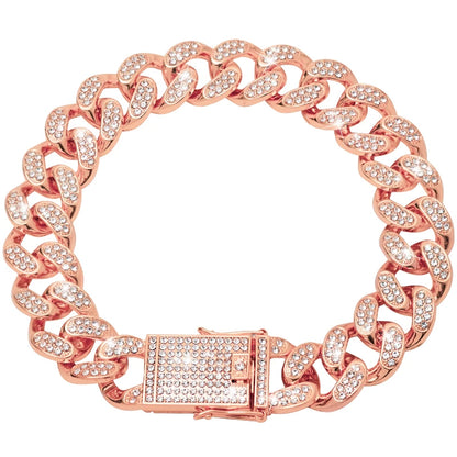 Dog Chain Diamond Cuban Collar,with Design Secure Buckle,Walking Metal Chain Collar,Pet Cat Cuban Collar Jewelry Accessories