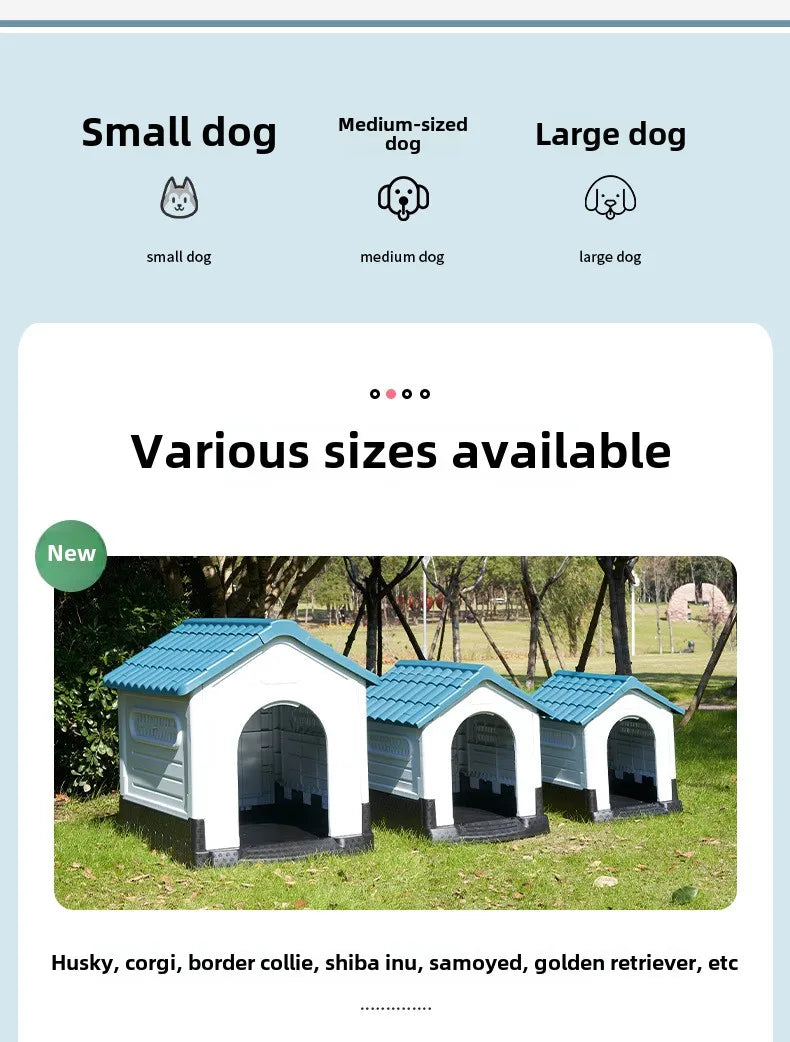 Plastic Kennel Four-season Universal Sunscreen Dog Shed Large, Medium and Small Dogs Outdoor Rainproof Pet Nest with Toilet Dog