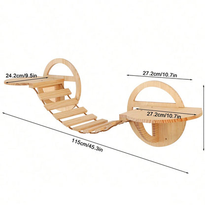 Wall Mounted Cat Wooden Climbing Shelves Cat House and Jumping Platform with Pedals or Stairway for Kitten Perch and Rest