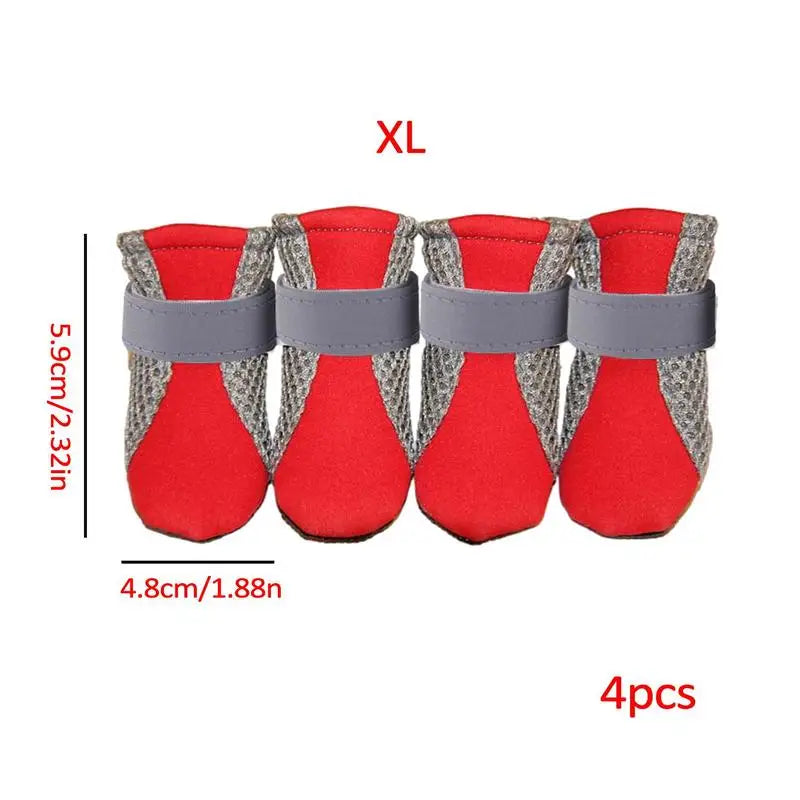 Small Dog Shoes Mesh Hiking Boots Paw Protector 4pcs Breathable Dog Shoes Adjustable Non Slip For Outdoor Running Walking Summer