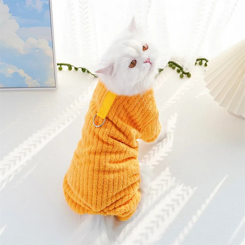Winter Pet Clothes Dog Jumpsuit Fleece Dog Warm Coat Solid Soft Puppy Sweatshirt Chihuahua French Bulldog Costume Dog Pajamas
