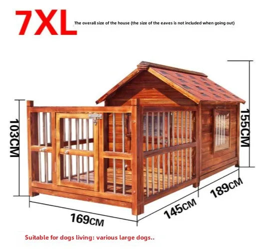 Dog House Outdoor Waterproof  Solid Wood Dog Villa with Yard Outdoor Rainproof Type Four Seasons Universal Pet Kennel