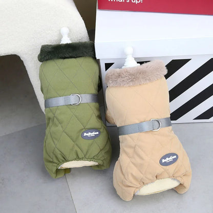 Windproof Dog Jumpsuit Coat Winter Dog Clothes Warm Fur Collar Puppy Cotton Jacket for Small Medium Dogs Pet Chihuahua Costume