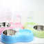 Dual Port Dog Automatic Water Dispenser Feeder Utensils Bowl Cat Drinking Fountain Food Dish Pet Bowl Raised Stand Dish Bowls