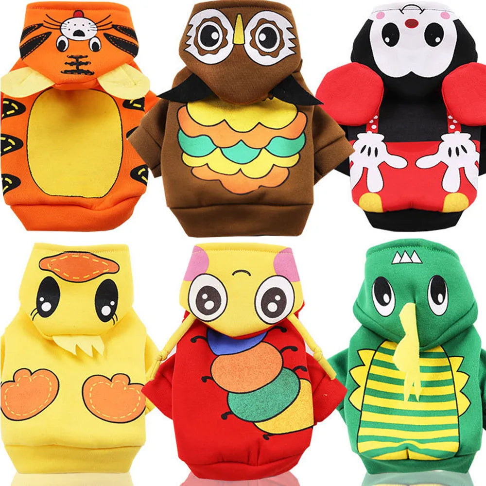 Costumes Cartoon Cute Pet Dog Clothes Winter Christmas Soft Fleece Animal Duck Owl Tiger Dinosaur Cosplay Dog Hoodies Clothes