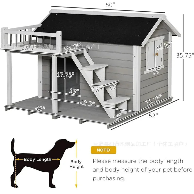 Outdoor rain and sun protection Solid wood dog house Dog house Preservative wood Pet nest Universal warm cat kennel Kennel