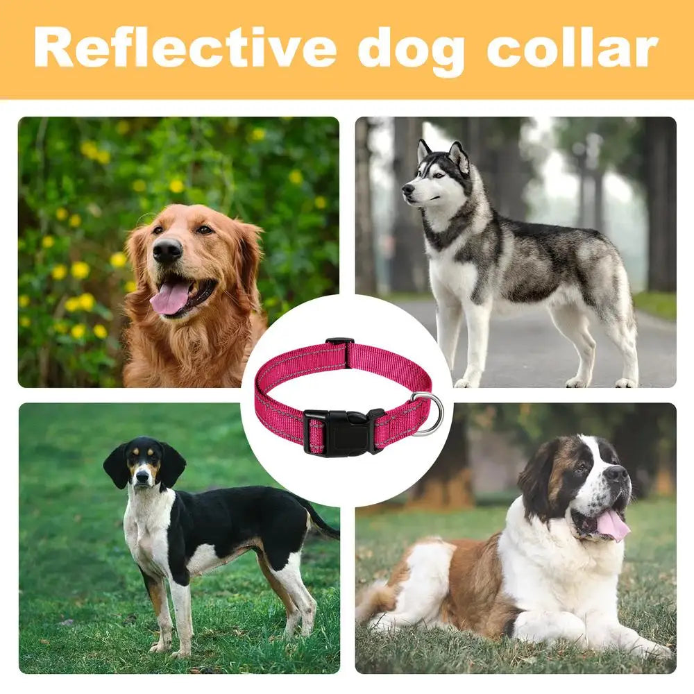 Reflective Dog Collar Adjustable Cat Collar Safety Nylon Pet Collar Durable Comfortable Reflective Pet Collar Pet Supplies