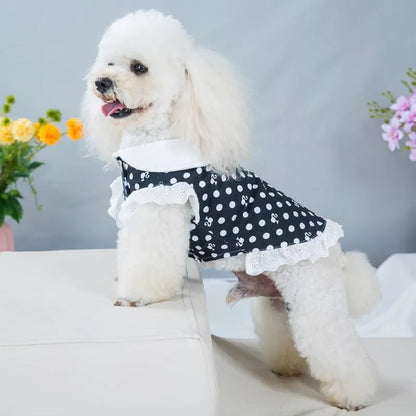 Pet Clothes Dog Dot Clothing Female Dogs Cotton Princess Dress Teddy Dog Dress Summer Dress Dog Clothes For Small Dogs