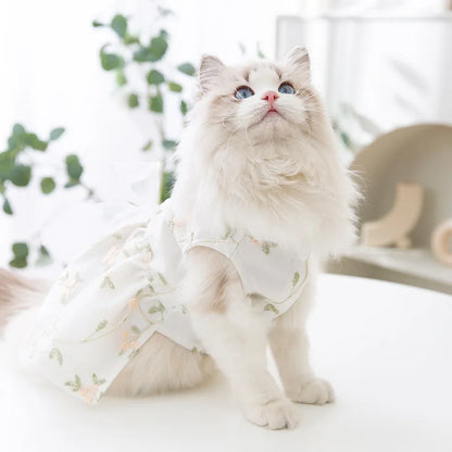 Summer Dog Dress Luxury Dog Clothes Pet Dog Apparel Bow Puppy Mesh Skirt Chihuahua Bichon Clothing Kitten Lace Dog Cooling Vest