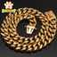 Heavy Duty Gold Dog Collar with Solid Buckle, 304 Stainless Steel Cuban Link Chain, Luxury Metal Pets Walking Collar, Choker