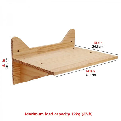 Cat Tree Wall Mounted Wooden Climbing Frame Cat House Cat Bridge Scratching Post and Ladder Wall Playground for Kitten Play Rest