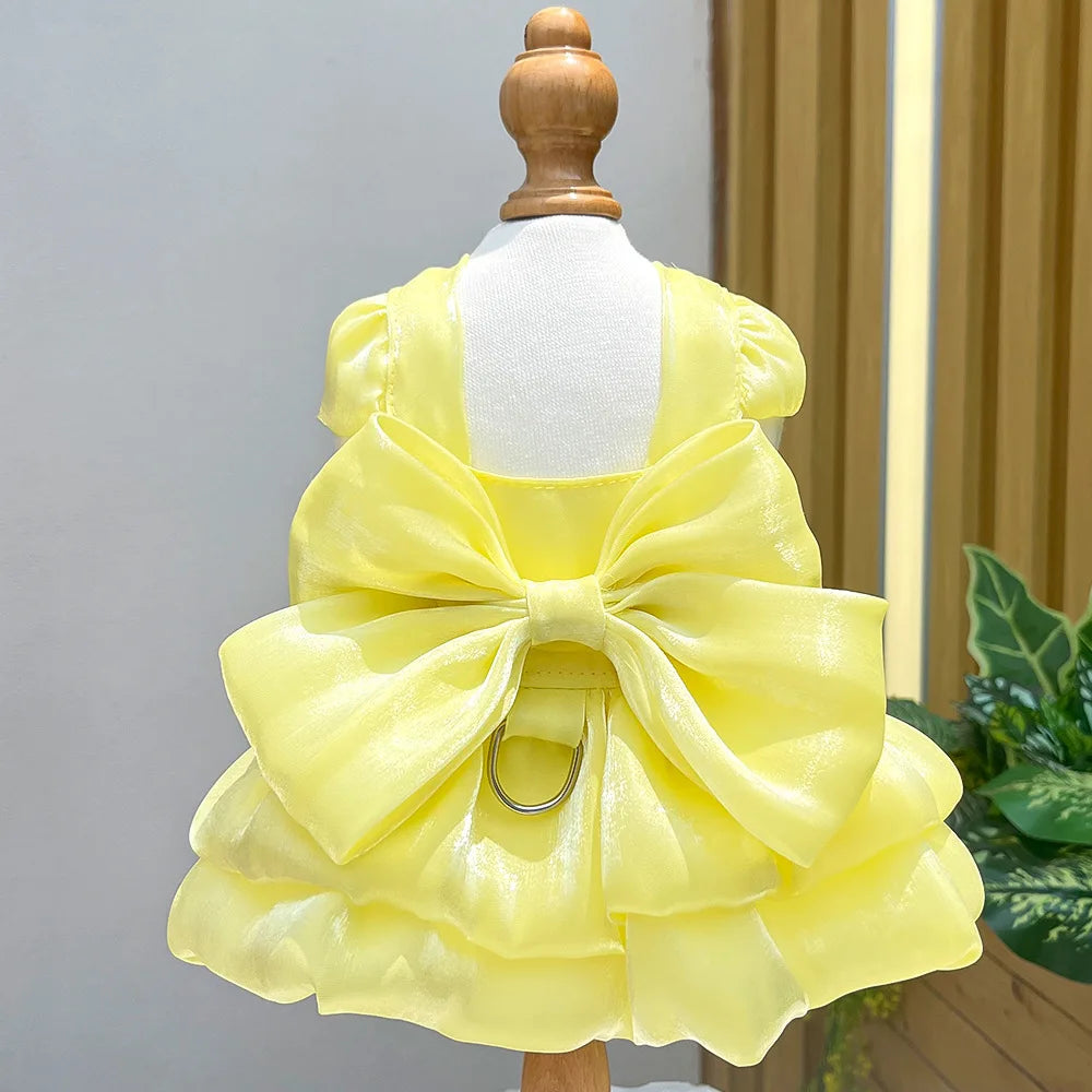 Big Bow Pet Wedding Dress with Buckle Luxury Dog Full Dresses for Small Dogs Pomeranian Poodle Puppy Cat Skirt mascotas Clothes