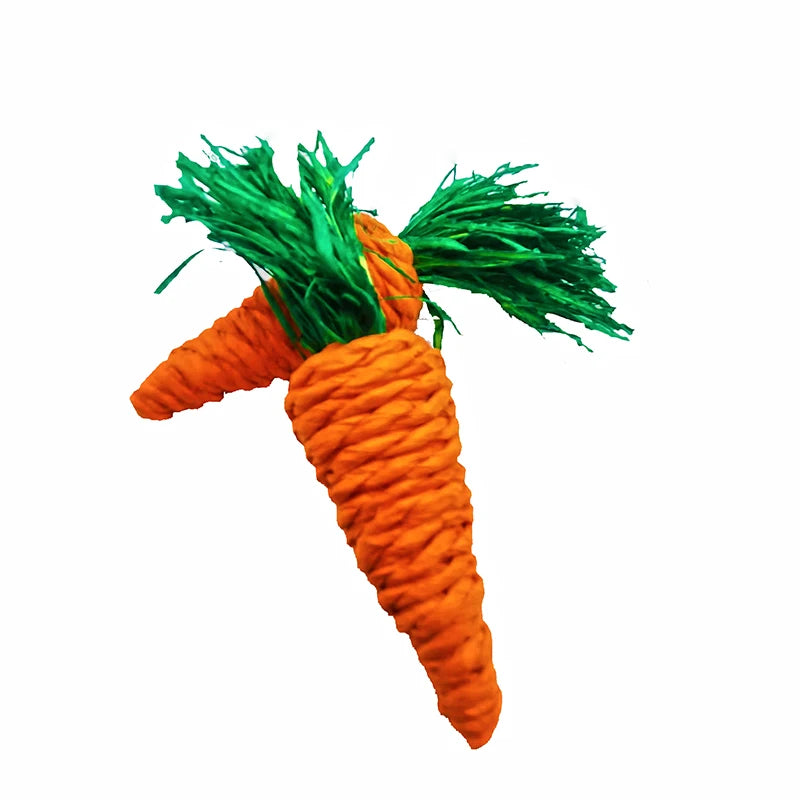 Natural Straw Rope Carrot Hamster Molar Chew toy Small Pets Toys For Hamster Rabbit Grinding Groducts Gnaw Toy Supplies