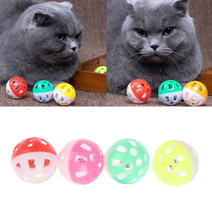 Pet Toys Colorful Kitten Toy Ball Plastic Hollow Bell Ball Interactive Ball Fun Training Chasing Cats And Dogs Pet Ball Pet Toy