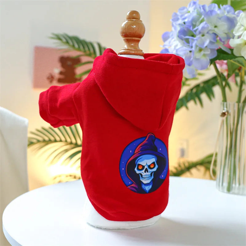 Horror Print Puppy Dog Hoodie Sweater Autumn Spring Pet Clothes for Small Dogs Chihuahua Pomeranian Pullovers mascotas Costume