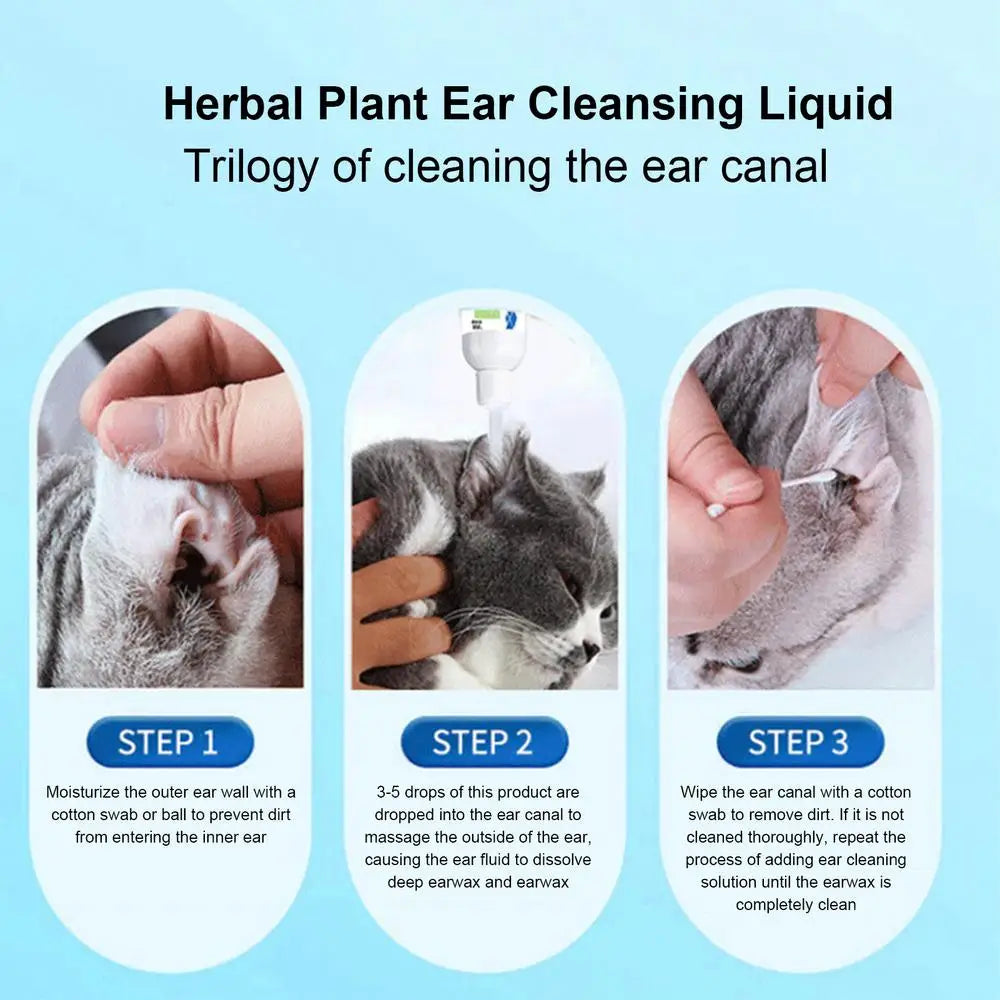 Ear Drops for Cat and Dog 60ml Gentle & Natural Ear Drops Ear Cleaning Liquid Regular Use Helps Avoid Discomfort Dog Ear Cleaner