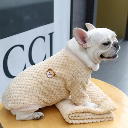 2024 New Warm Fleece Pet Clothes Cute Print Coat Small Medium Dog Cat Shirt Jacket Teddy French Bulldog Chihuahua Winter Outfit