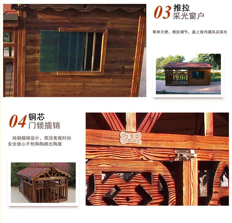 Manufacturer spot outdoor dog house wooden dog villa bite-resistant kennel rain-proof kennel can be customized dog house pet ca