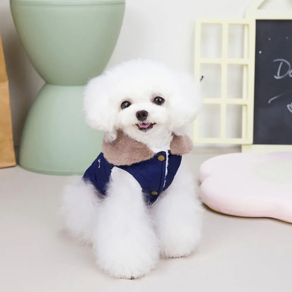 Winter Warm Fur Collar Dog Jacket Windproof & Waterproof Dog Clothes for Small Dogs Puppy Vest Chihuahua Yorkie Coat Pet Costume