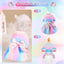 Rainbow Stripe Plush Princess Dog Dress for Small Dogs Girl Winter Puppy Cat Sweater Clothes Warm Fleece Pet Dress Bowknot Skirt