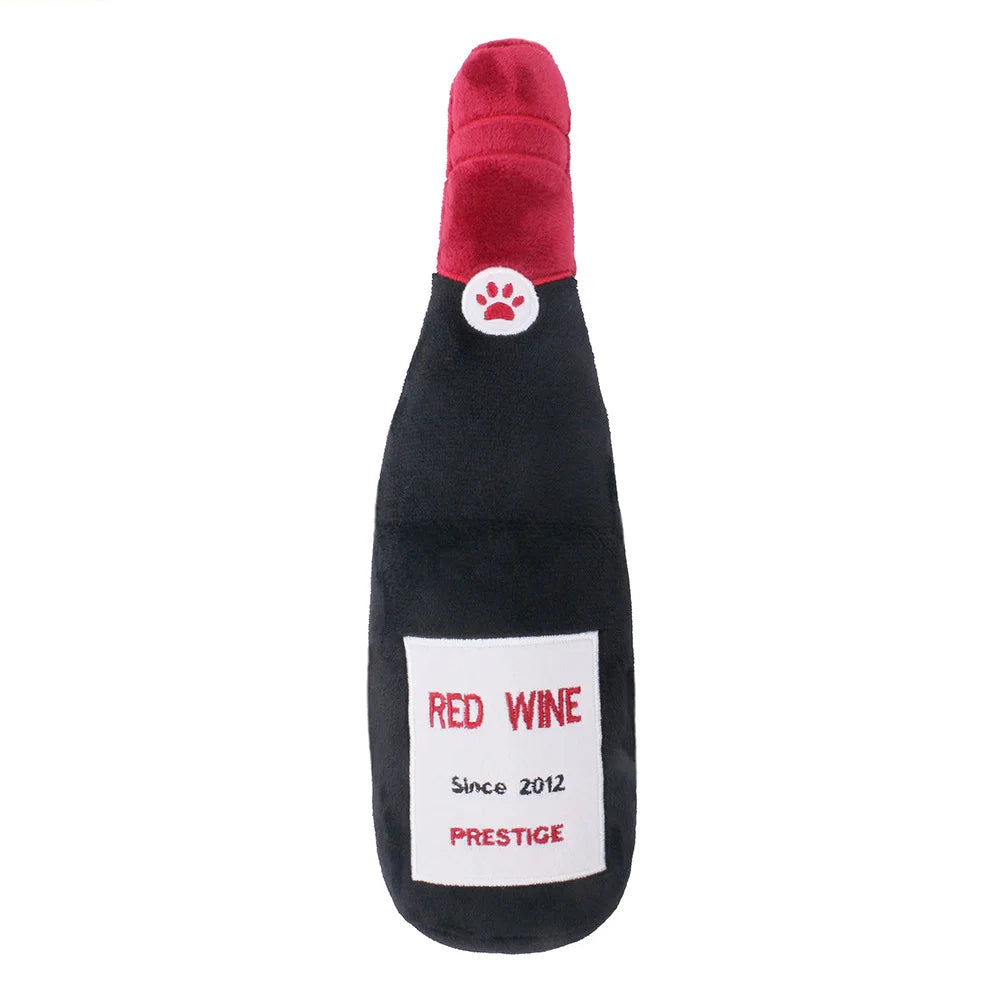 Dog Plush Toy 27 Cm Plush-filled Champagne Bottle Squeaking And Sounding Pet Dog Toy Products Fleece Squeak Toys
