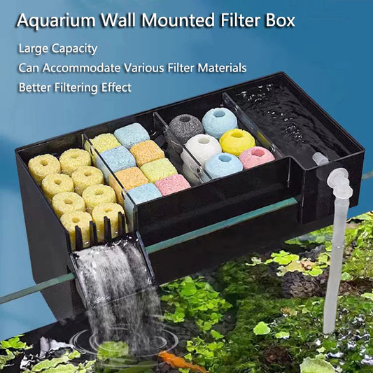 Black Fish Tank External Filter Box Acrylic Filter Dry and Wet Separation Small Silent External Suspend Aquarium Drip Overflow