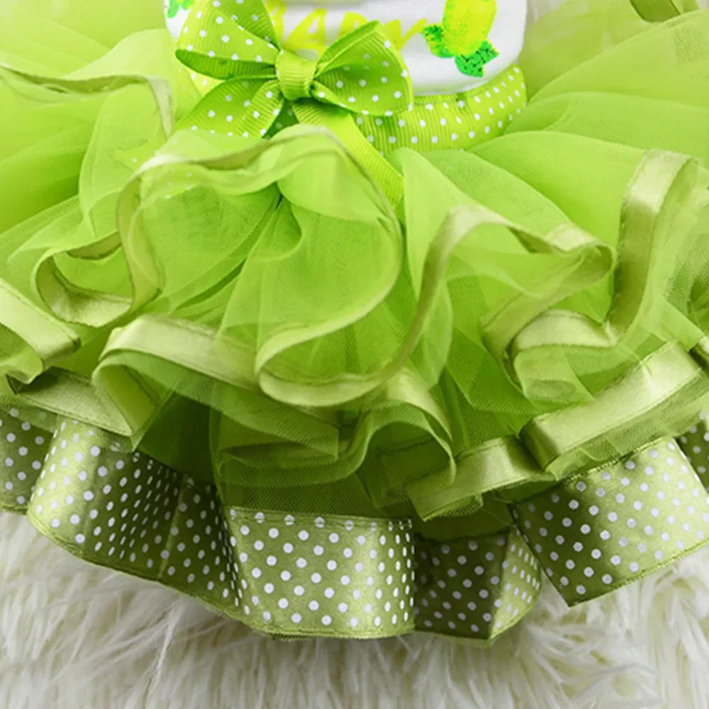 Cute Lace Princess Dog Tutu With Bow - Red, Yellow, Green