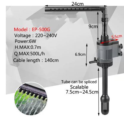 6W 3in1Fish Tank Water Pump Aquarium Filter 220V-240V Submersible Pump For Water Cycle and Pumping of the Fish Tank Rain Spray
