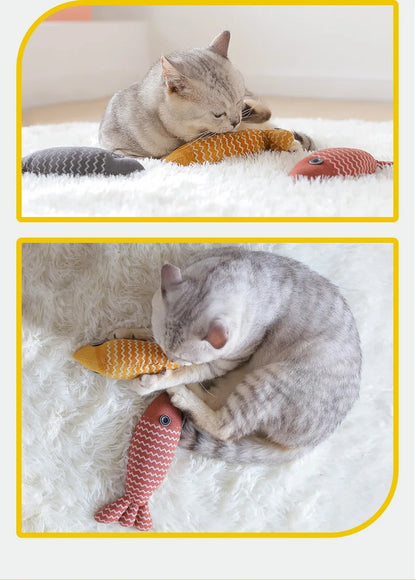 Teeth Grinding Catnip Toys Funny Interactive Plush Cat Toy Pet Kitten Chewing Vocal Toy Fish Bite Cat mint For Cats