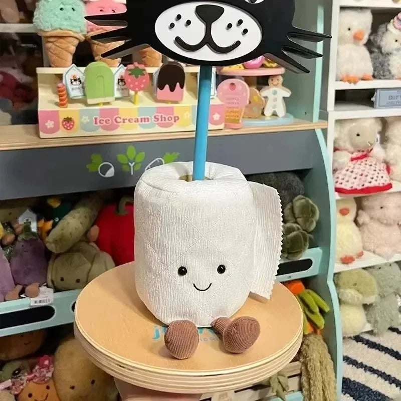 Jelly cat plush cute toilet paper doll roll paper creative, fun and cute doll pendant as a gift for friends without labels