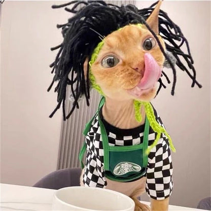 Winter Warm Costume Accessories for Cats Cosplay Funny Animal Flower Knitting Pet Dog Cap Adjustable Head Wear Pet Products