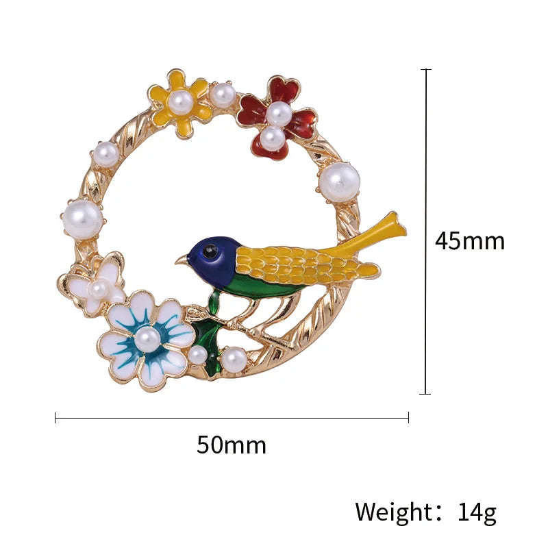 Enamel Bird Brooches for Women Rhinestone Sparrow Pins Magpie Badge Office Party Friend Gifts Accessories