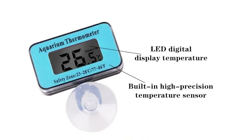 Aquarium Waterproof  Thermometer LCD Digital Fish Tank Submersible Thermometer Meter Temperature Control with Suction Cup
