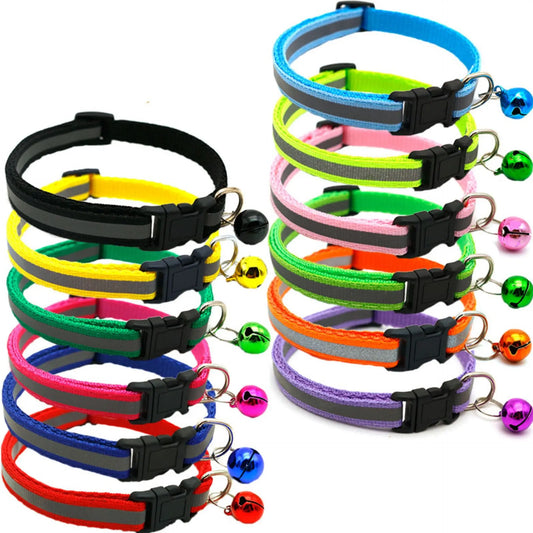 Cat and Dog Universal Reflective Collar Neck Ring Necklace Bell Pet Products Safety Elastic Adjustable Pet Reflective Collar