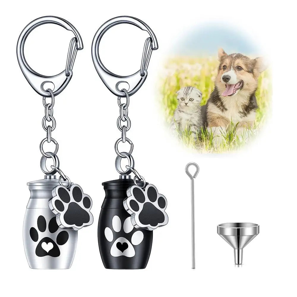 Pets Urn Keychain Paw Print Keyring Cremation Ashes Pendant Cat Cremation Jewelry Pendant Dog Paw Print Keepsake for Cats Dogs