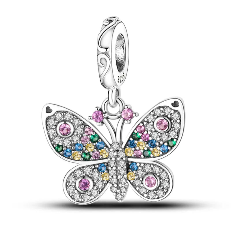 Fit Pandora 925 Original Bracelet 925 Silver Plate Flower Bird Series Charms Beads For Women Fashion DIY Jewelry Gifts Making