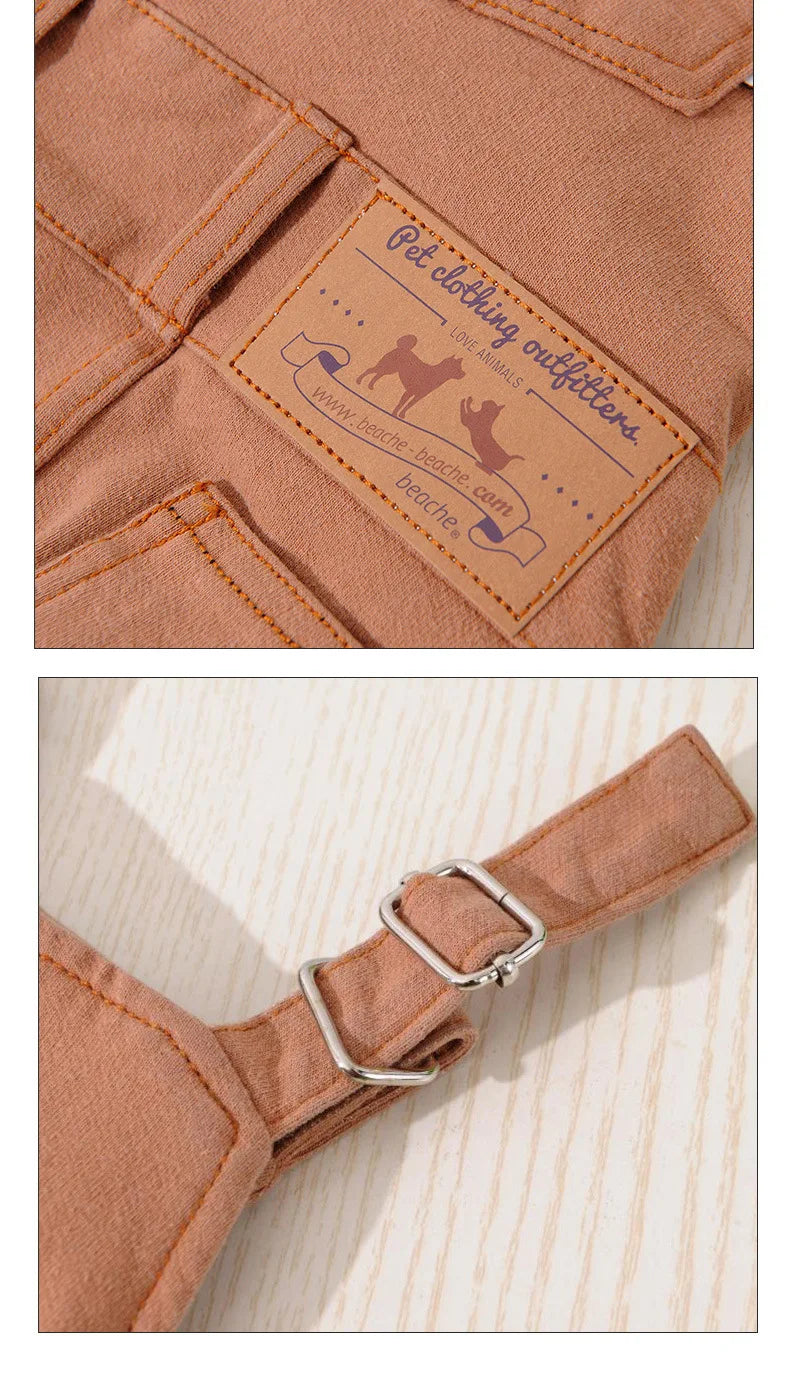 Dog Denim Jumpsuit Costume Puppy Jeans Overalls Clothes for Small Medium Dogs Bulldog Vintage 4 Legs Pet Shirt Pants Set Apparel