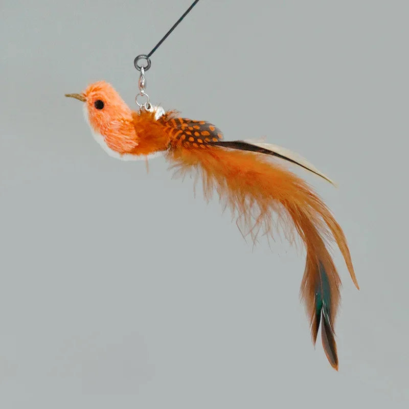 Funny Cat Stick Toy Furry Feather with Bell Cat Stick Toy Kitten Playing Pet Accessories Worm on A String Cat Toys Interactive