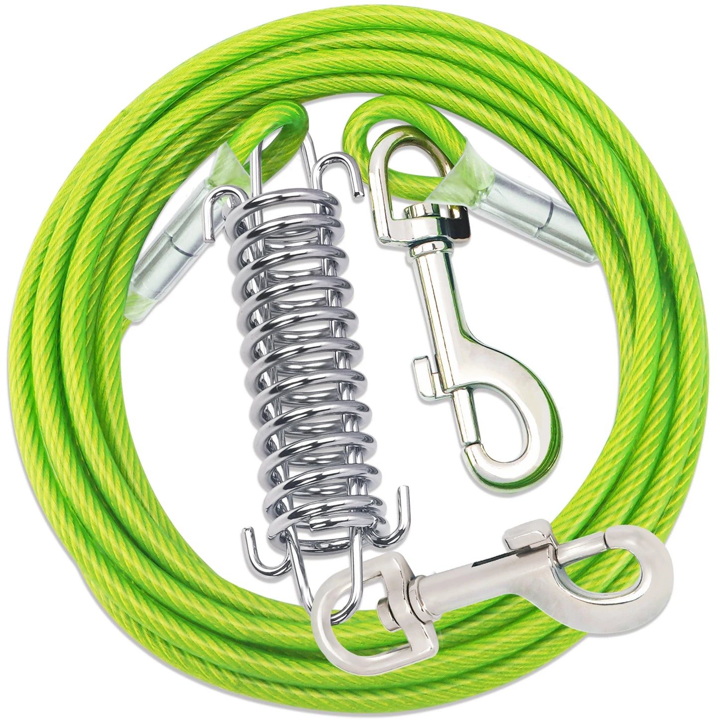 Steel Wire Dog Tie Out Cable, Dog Runner for Yard, Durable Superior Clips, Silver Dog Chains