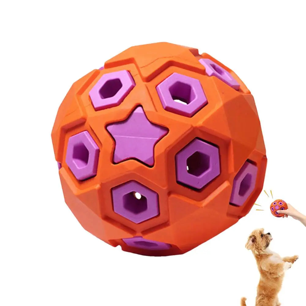 Pet Sound Toys Dog Toy Ball Rubber Hollowed Star Shape Squeaky Balls for Dogs Portable Bite Resistant Training Playing Supplies