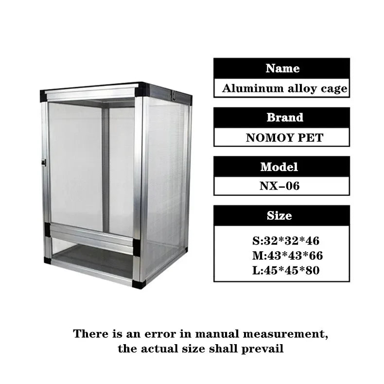 Reptile Detachable Habitat Tank Terrarium Transparent Aluminium Air Screen Cage Front Opening Door Full View Lizard Chameleon