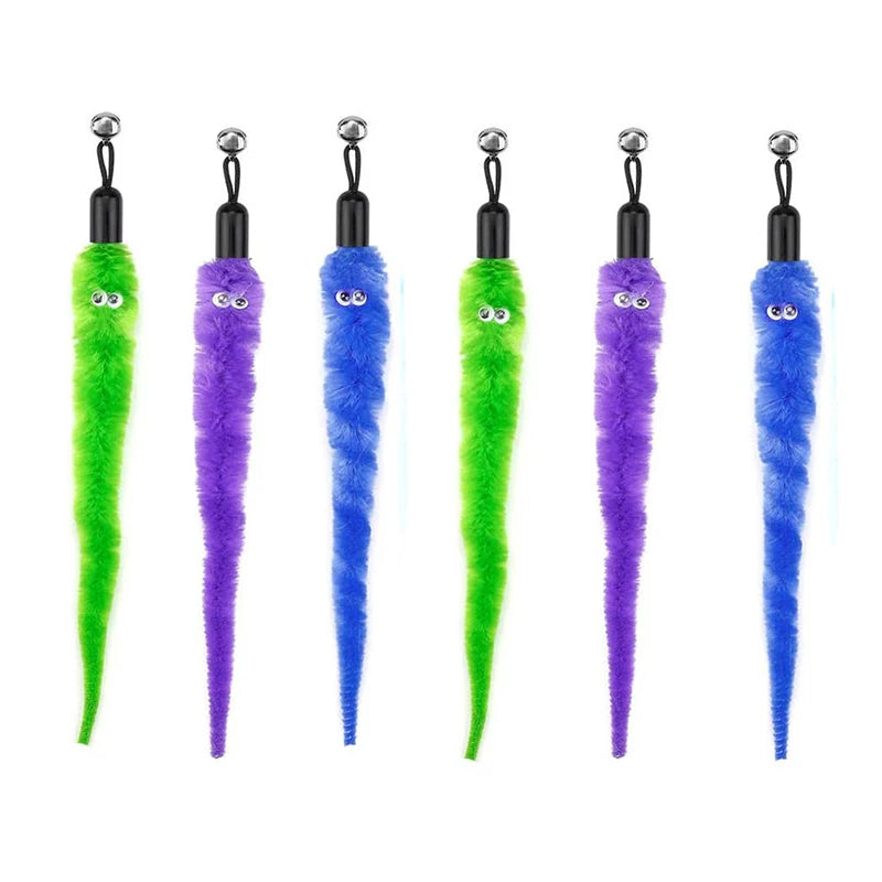 Cat Feather Toy Accessories False Mouse Worm Toy with Bell Kitten Cat Toys Interactive Replacement Refill Foam Ball Training