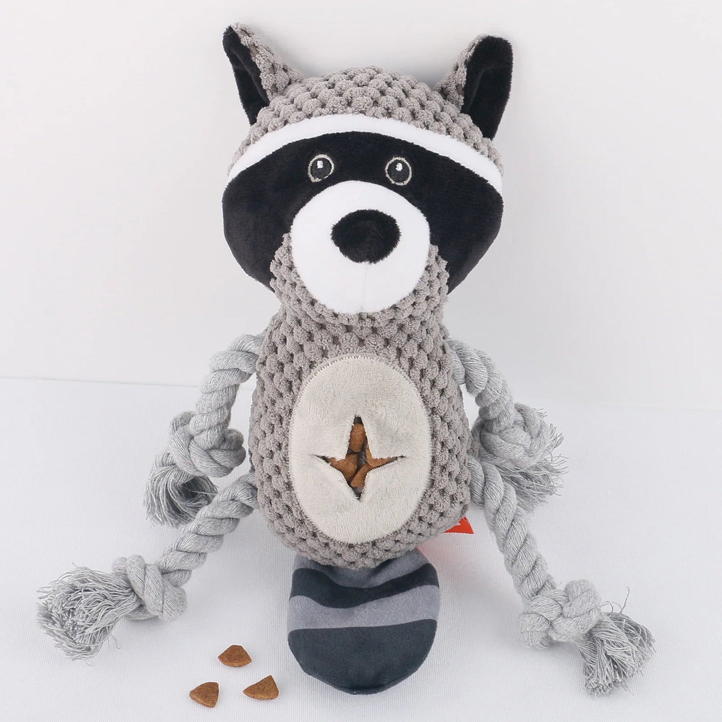 Dog Plush Toy Spot Plush Stuffed Raccoon Pet Toy With Food Leakage Function Interactive Sounding Dog Toy Fleece Squeak Toys