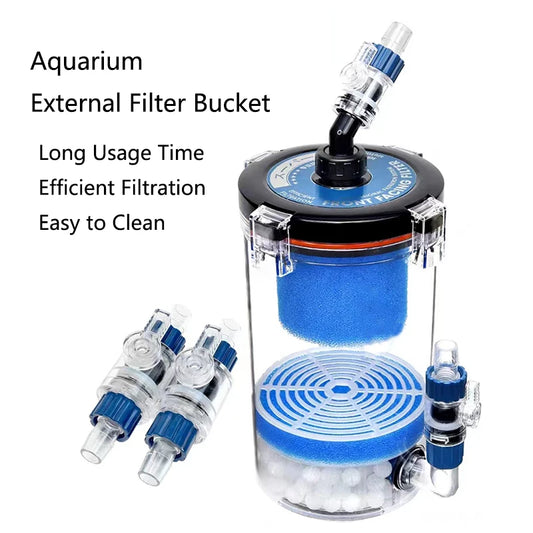 External Aquarium Canister Filter Quiet Sponge Filter Bucket No Pump Suitable for Seawater Freshwater Fish Tanks Seaweed Tanks